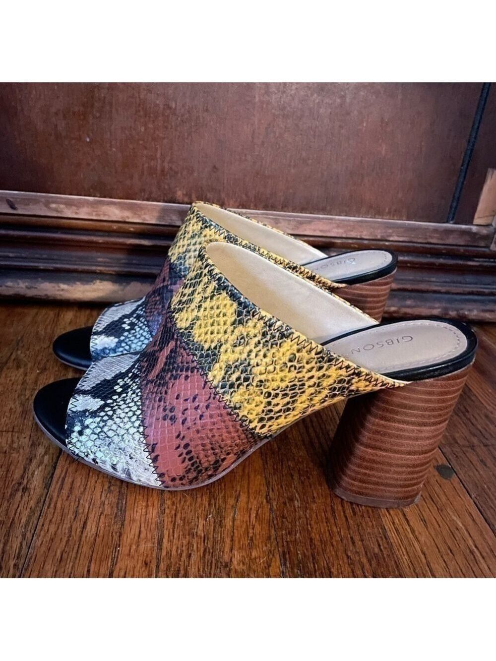 & Latimer Boho Snake Print Tri-Color Leather Mule - Size 9.5 - Picture 3 of 6